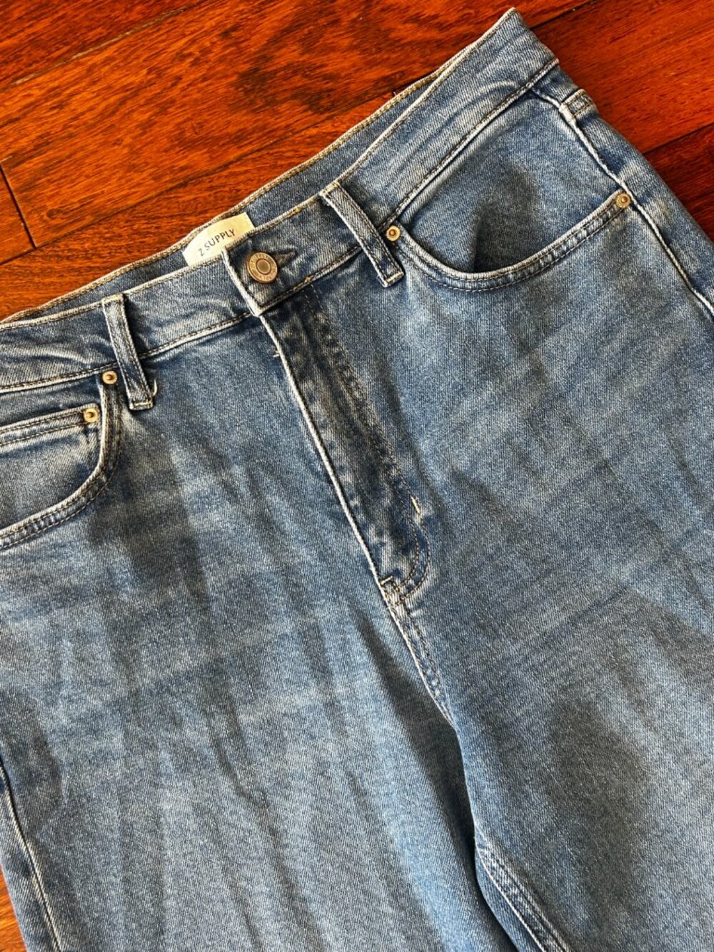 Z Supply High Rise Wide Leg Jeans Light Wash Denim Size 30 - Picture 2 of 6